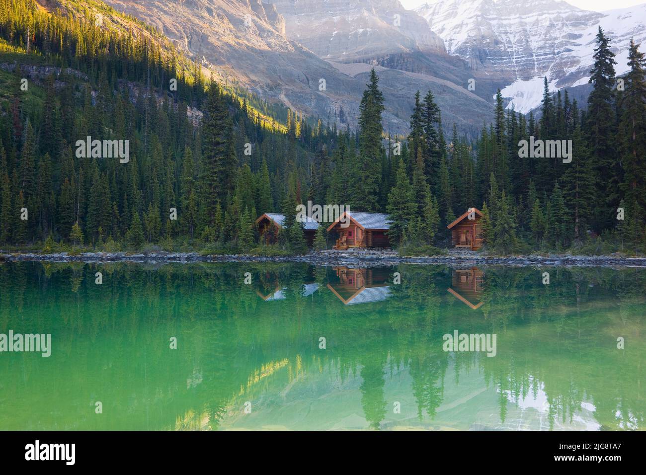 Lake o'Hara, Lodge Cabins, Yoho National Park, British Columbia, Canada Foto Stock