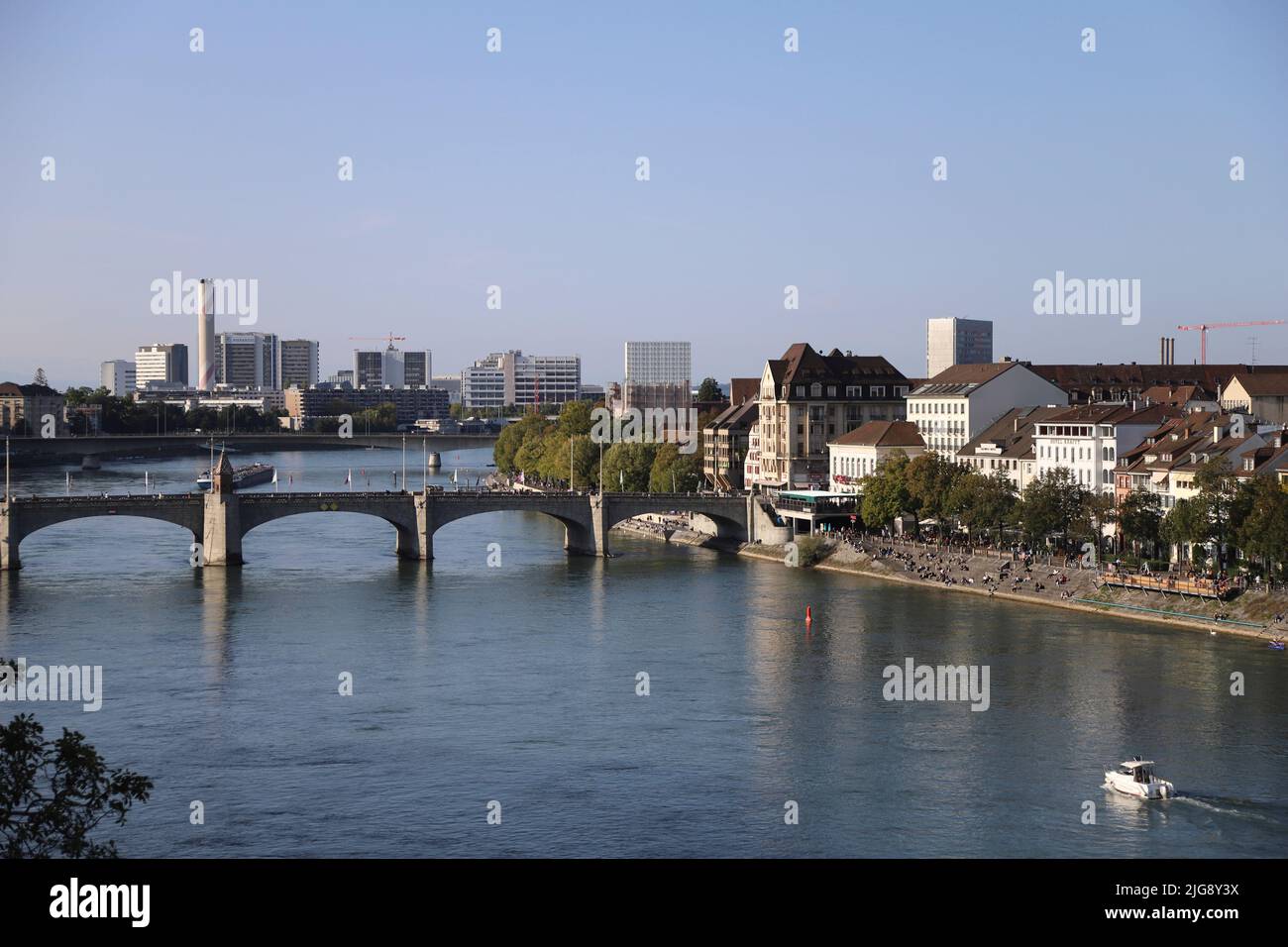 Svizzera, Basilea, Ponte Medio, Reno Foto Stock