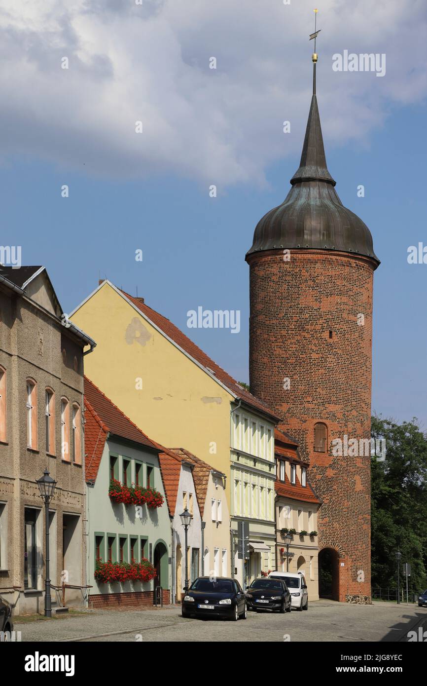 Germania, Brandeburgo, Luckau, Spreewald, Torre Rossa Foto Stock