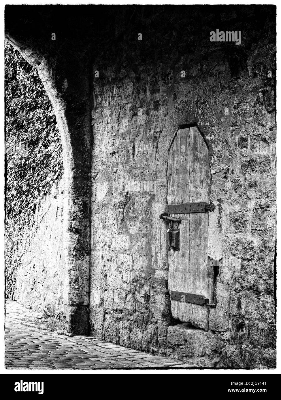 Porta e porta a Rothenburg ob der Tauber. Foto Stock