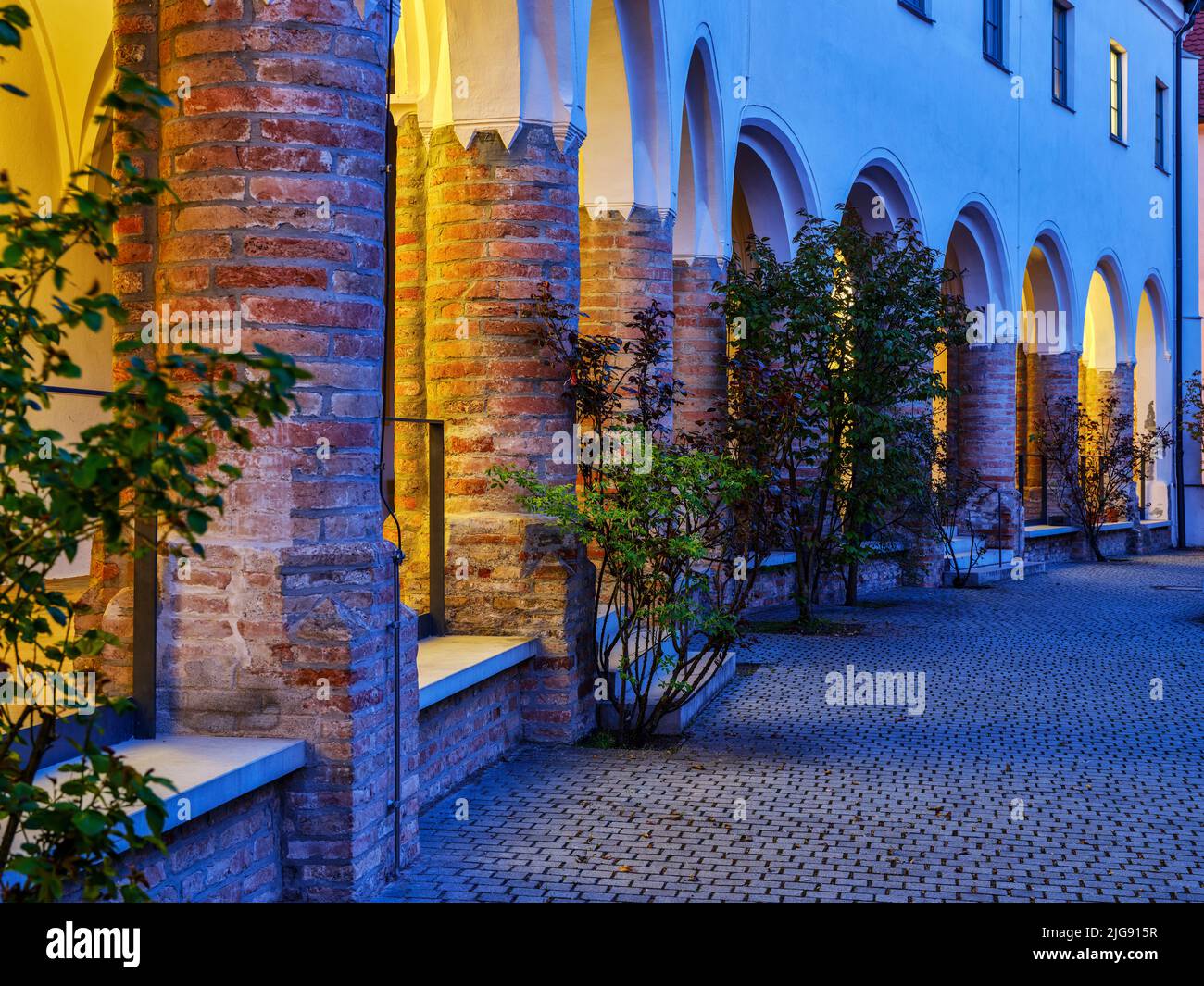 Al tramonto nel mercato della lana, Augsburg. Foto Stock