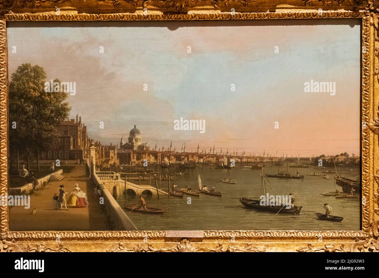 Pittura della City of London dalla Terrazza della Somerset House di Canaletto Foto Stock
