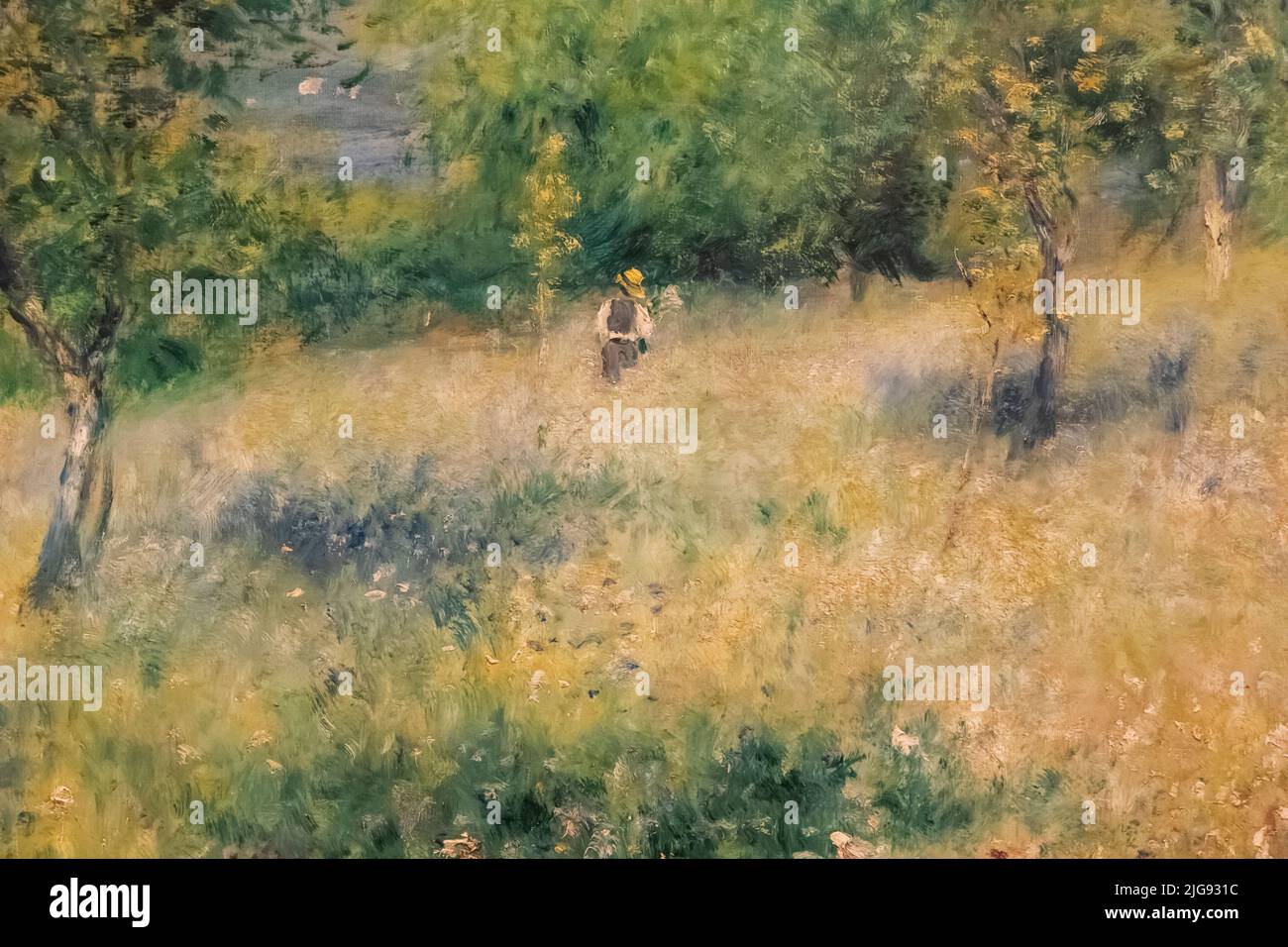 Inghilterra, Londra, Somerset House, The Courtauld Gallery, Pittura intitolata 'Spring, Chatou' di Pierre-Auguste Renoir datato 1873 Foto Stock