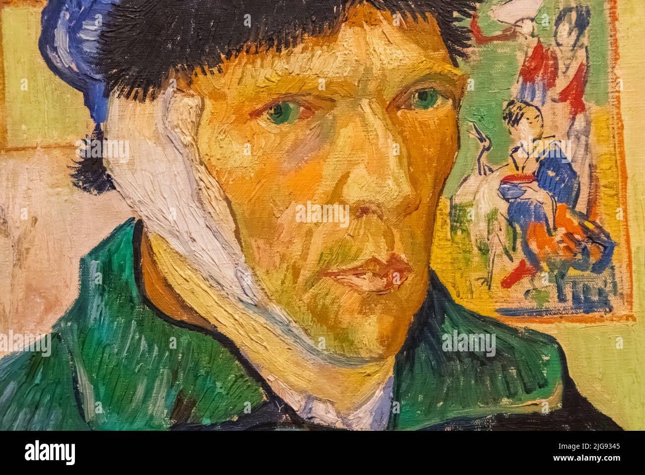 Vincent van Gogh Auto Ritratto con orecchio bandato ad Arles datato gennaio 1889 Foto Stock