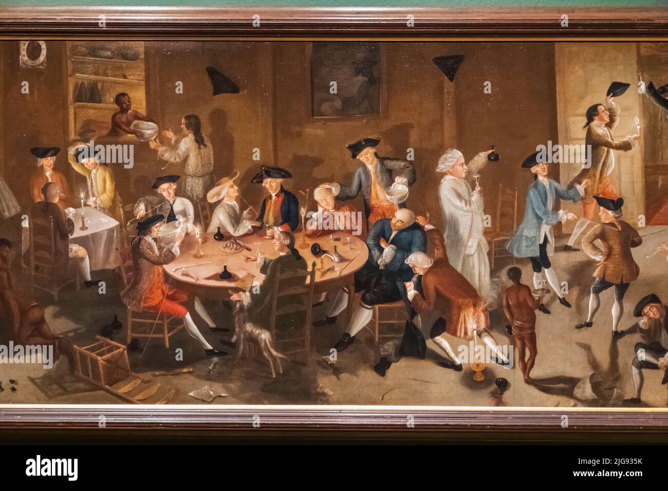 Dipinto intitolato 'SEA Captains carousing in Surinam' dell'artista americano John Greenwood del 1752 Foto Stock