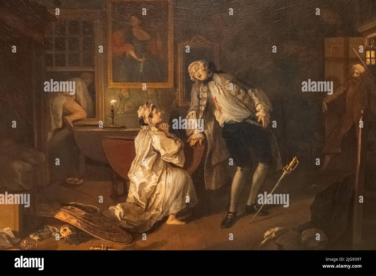 Dipinto della serie Marriage A-la-Mode intitolato 'il bagnio' di William Hogarth datato 1743 Foto Stock