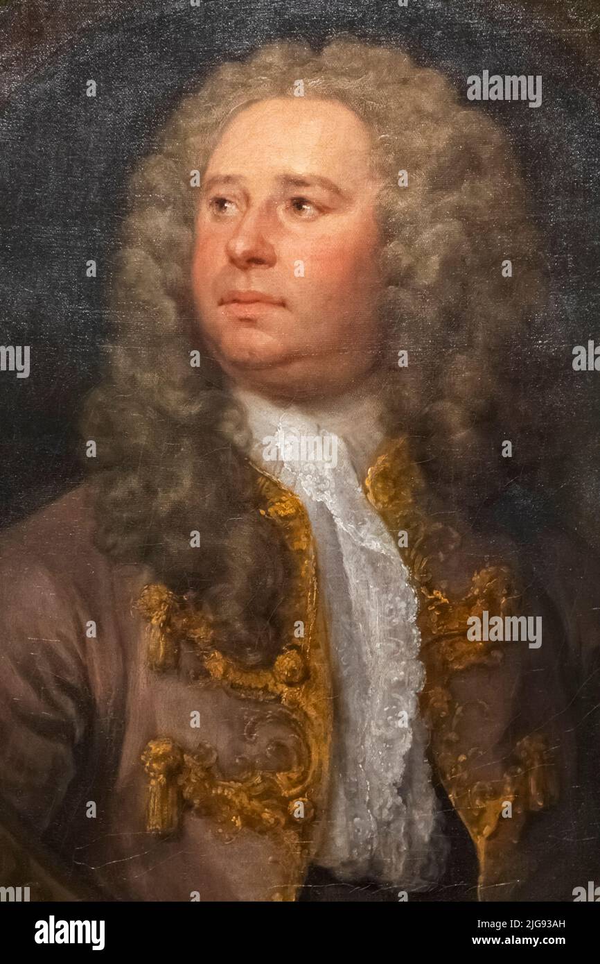 Dipinto intitolato 'James Quin, attore' di William Hogarth datato 1739 Foto Stock