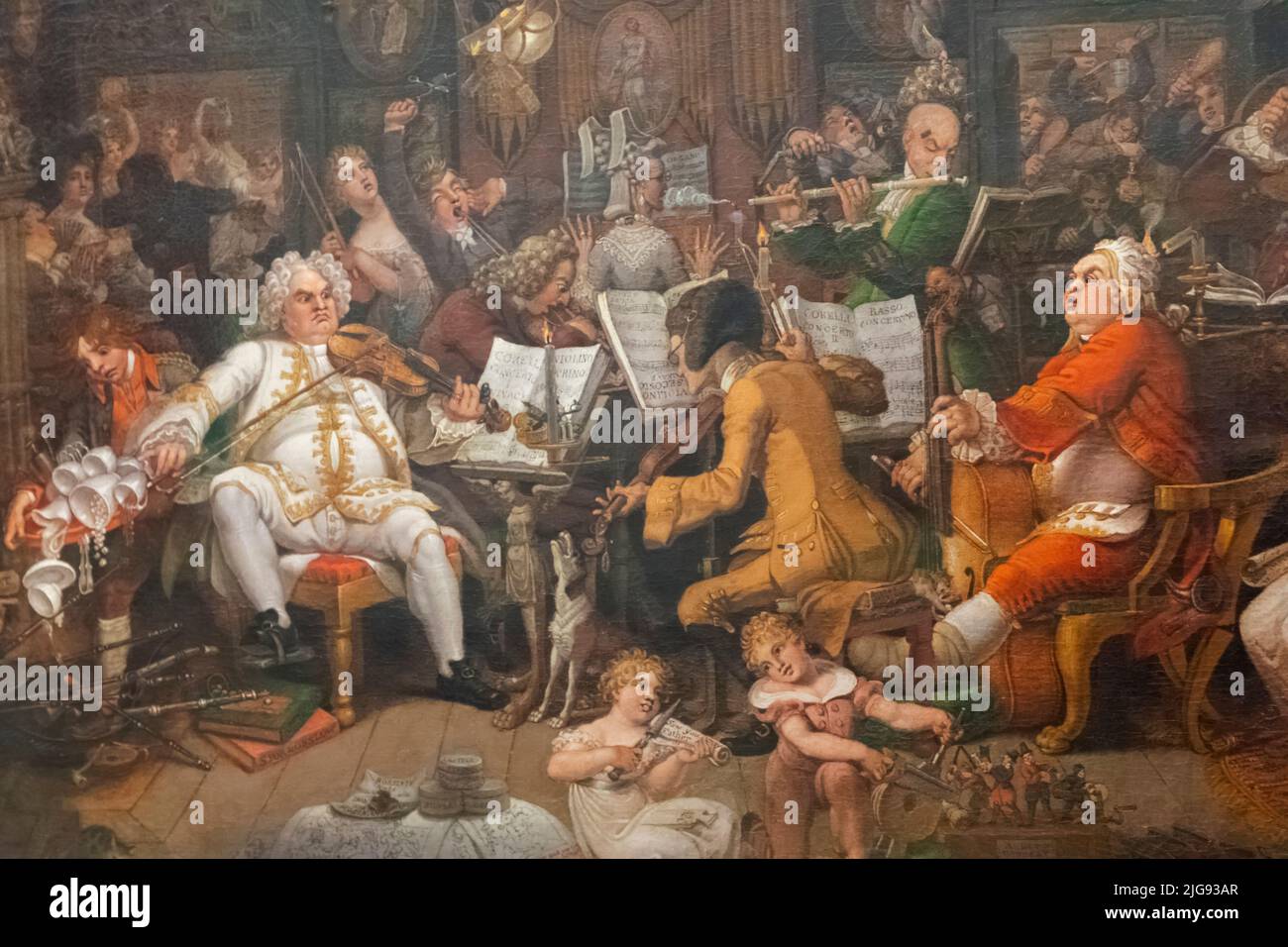 Dipinto intitolato 'Amatori di Tye-Wig Music (musicisti della vecchia scuola)' di Edward Francis Burney datato 1820 Foto Stock