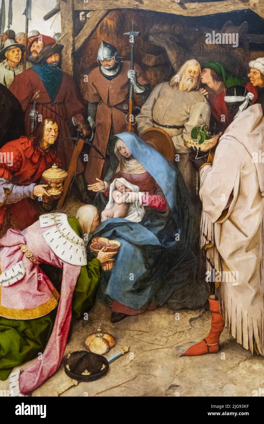 Dipinto intitolato 'l'Adorazione dei Re' dell'artista olandese Pieter Bruegel il Vecchio datato 1564 Foto Stock