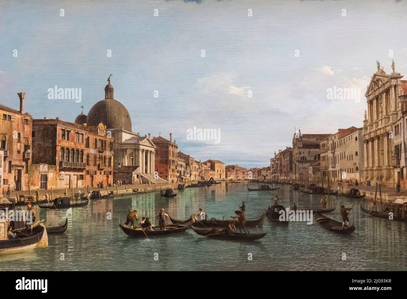 Dipinto dal titolo "Venezia: Il Canal Grande con S.Simeone piccolo" dell'artista Canaletto del 1740 Foto Stock