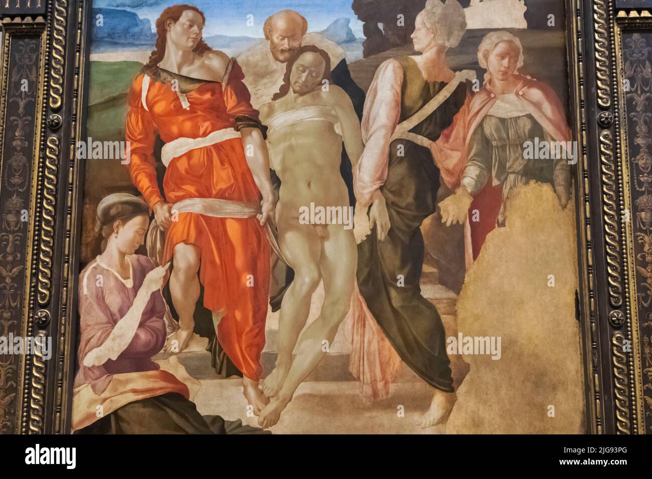 Pittura incompiuta intitolata 'l'Entombment (o Cristo che viene portato alla sua tomba)' dall'artista italiano Michelangelo datato 1500 Foto Stock