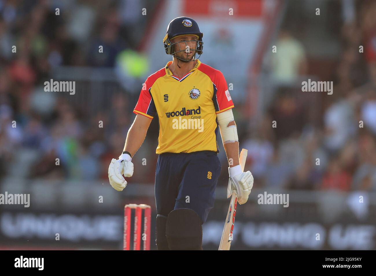 Manchester, Regno Unito. 08th luglio 2022. DaN Sams di Essex Eagles a Manchester, Regno Unito il 7/8/2022. (Foto di Conor Molloy/News Images/Sipa USA) Credit: Sipa USA/Alamy Live News Foto Stock