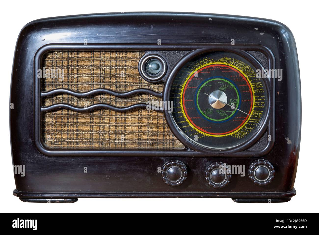 Radio vintage di vecchio stile di moda isolata su bianco. Radio musicale  dal design hipster Foto stock - Alamy
