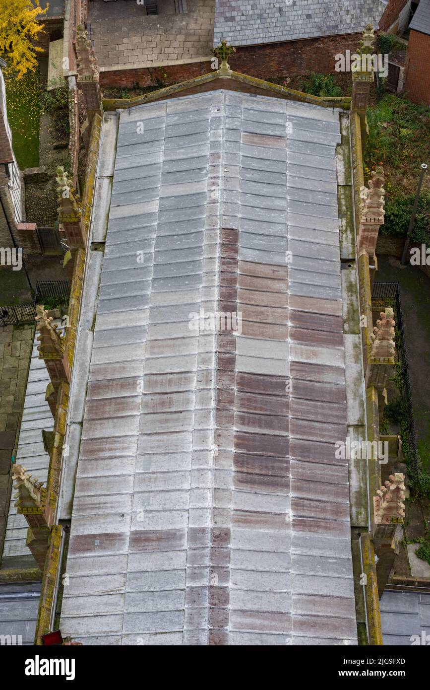 Viste urbane della città di Ledbury in Inghilterra sui confini gallesi in autunno. Foto Stock