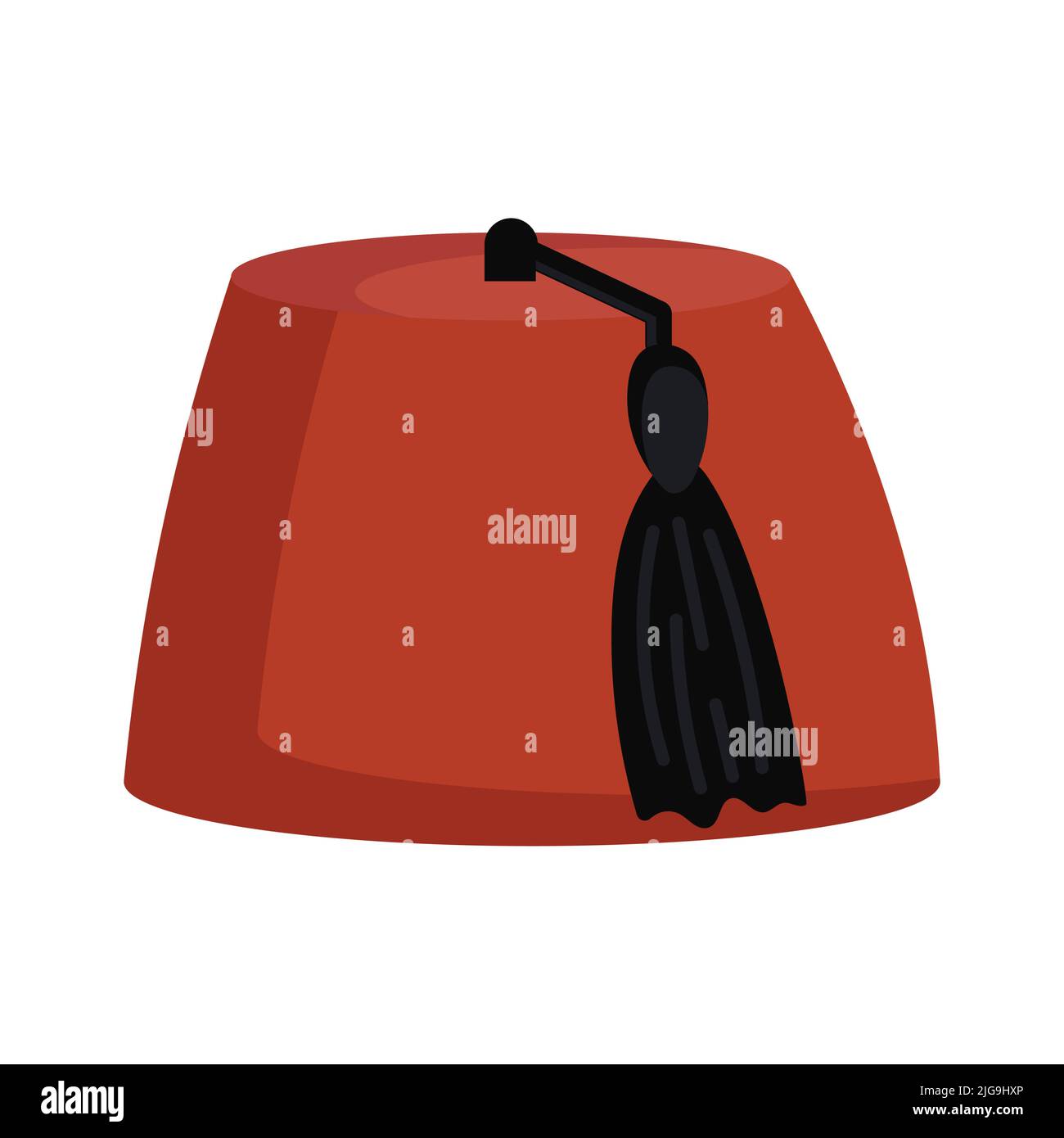 Icona di illustrazione del vettore Fez Hat. Cappello simbolo turco e testa tradizionale musulmana con vassello. Turchia abbigliamento cultura etnico accessorio e retrò cashi Illustrazione Vettoriale