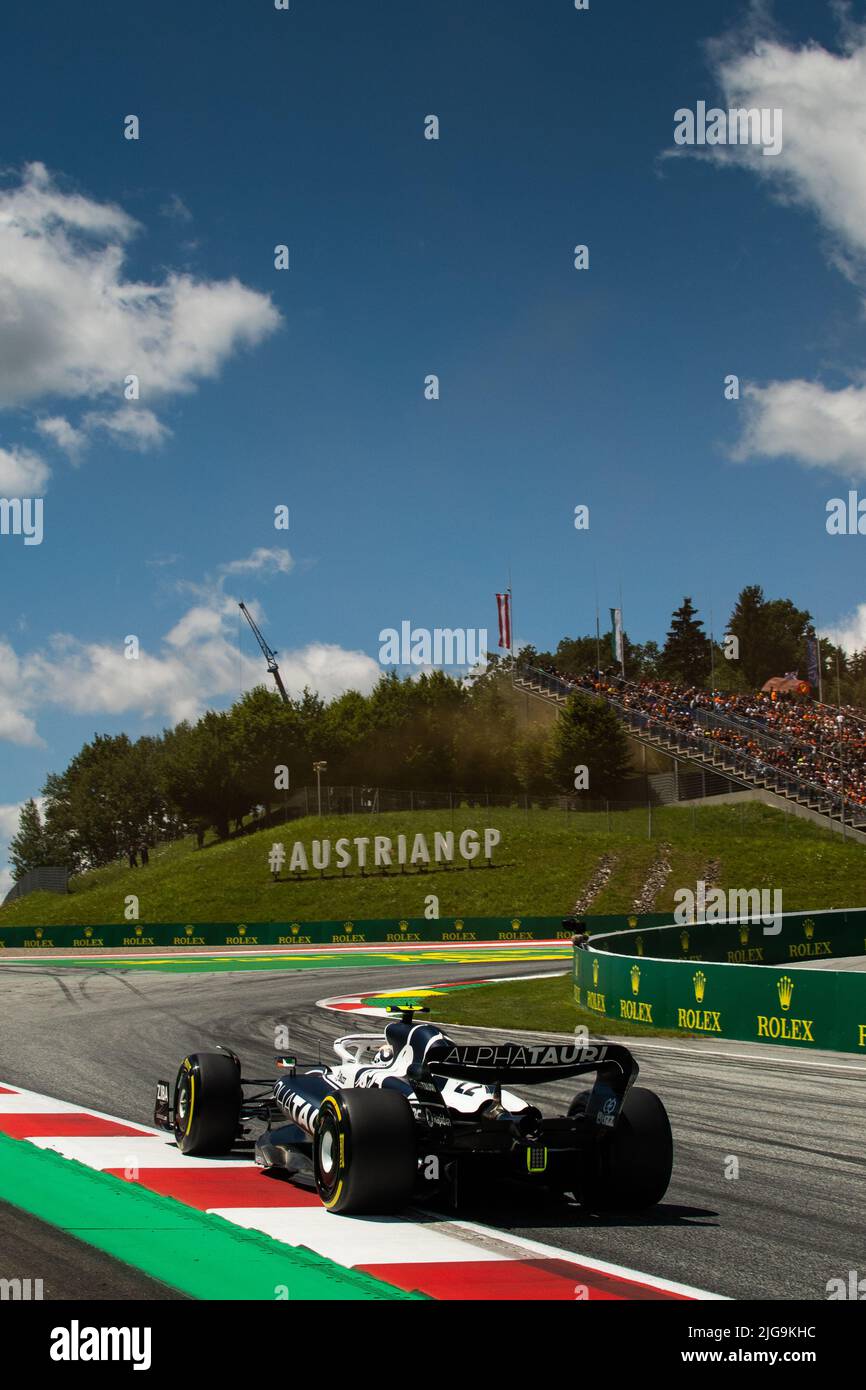 Spielberg, Austria, 08th luglio 2022, Yuki Tsunoda, dal Giappone compete per la Scuderia AlphaTauri. Qualifiche, round 11 del campionato di Formula 1 2022. Foto Stock