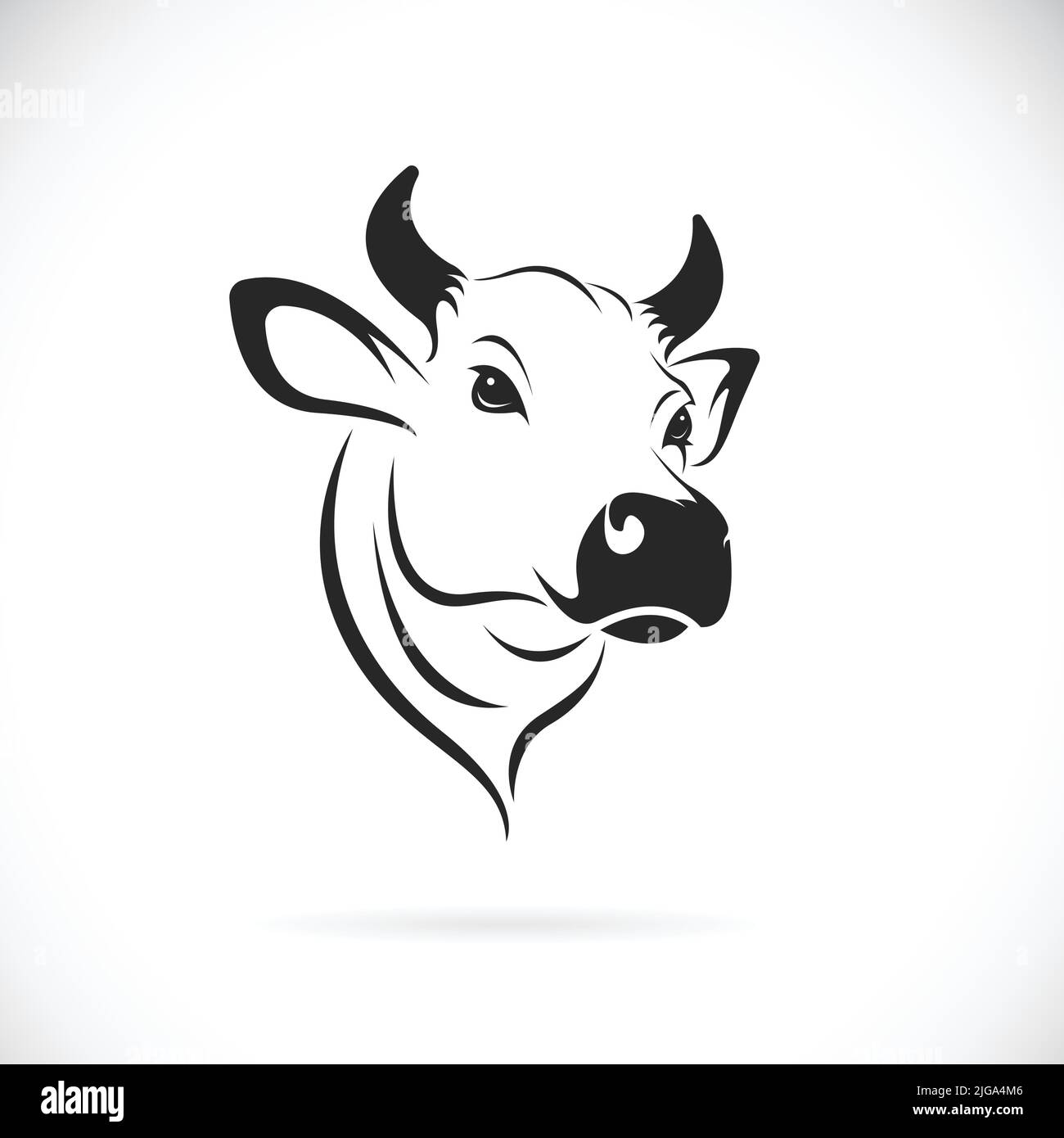 Vettore di disegno della testa di vacca su sfondo bianco. Illustrazione vettoriale a livelli facilmente modificabile. Animali da fattoria. Illustrazione Vettoriale