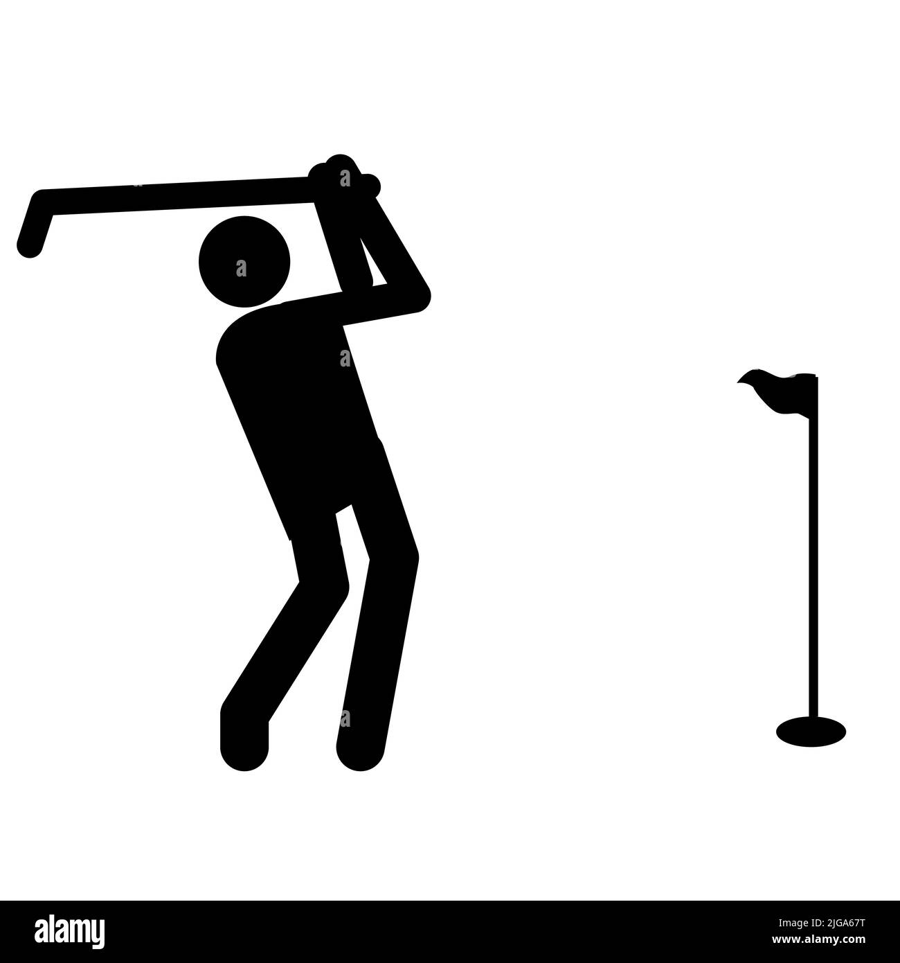 icona golf su sfondo bianco. silhouette nera del golf. cartello giocatore di golf. stile piatto. Foto Stock