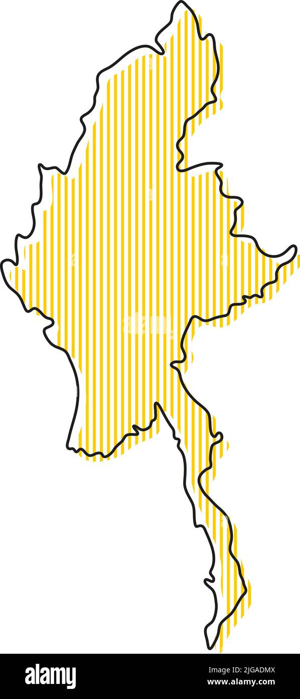 Mappa stilizzata semplice dell'icona Birmania. Illustrazione Vettoriale