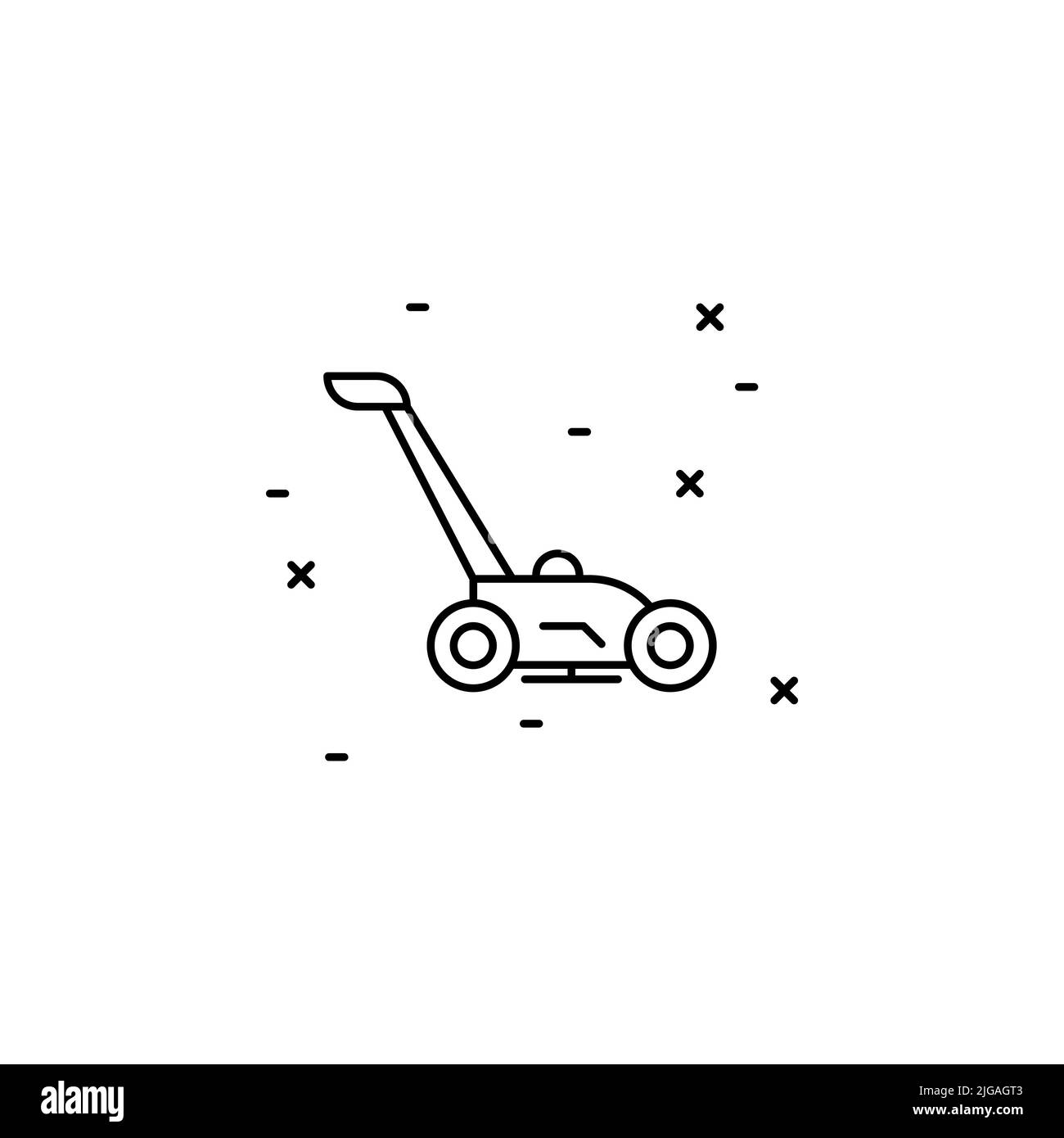 icona del rasaerba. Semplice linea sottile, vettore di contorno di icone agricole per UI e UX, sito web o applicazione mobile su sfondo bianco Illustrazione Vettoriale