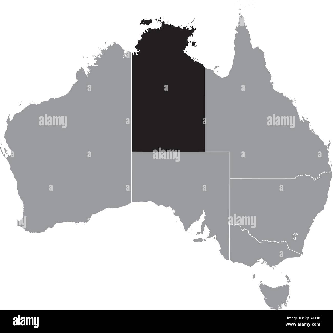 Mappa di localizzazione DEL TERRITORIO DEL NORD, AUSTRALIA Illustrazione Vettoriale