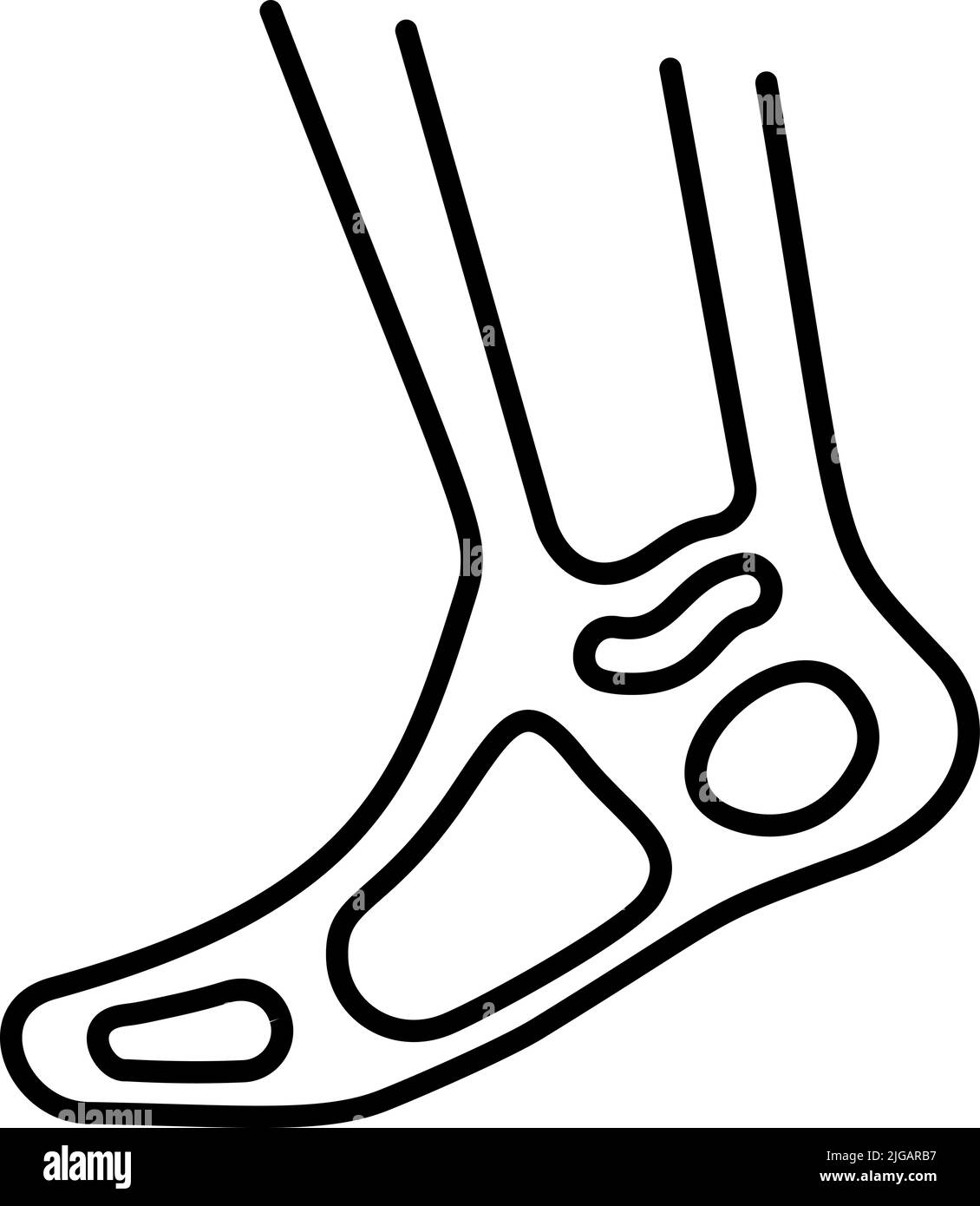 gamba, icona osso. Semplice linea sottile, vettore di contorno di icone di lesione ossea per UI e UX, sito web o applicazione mobile su sfondo bianco Illustrazione Vettoriale