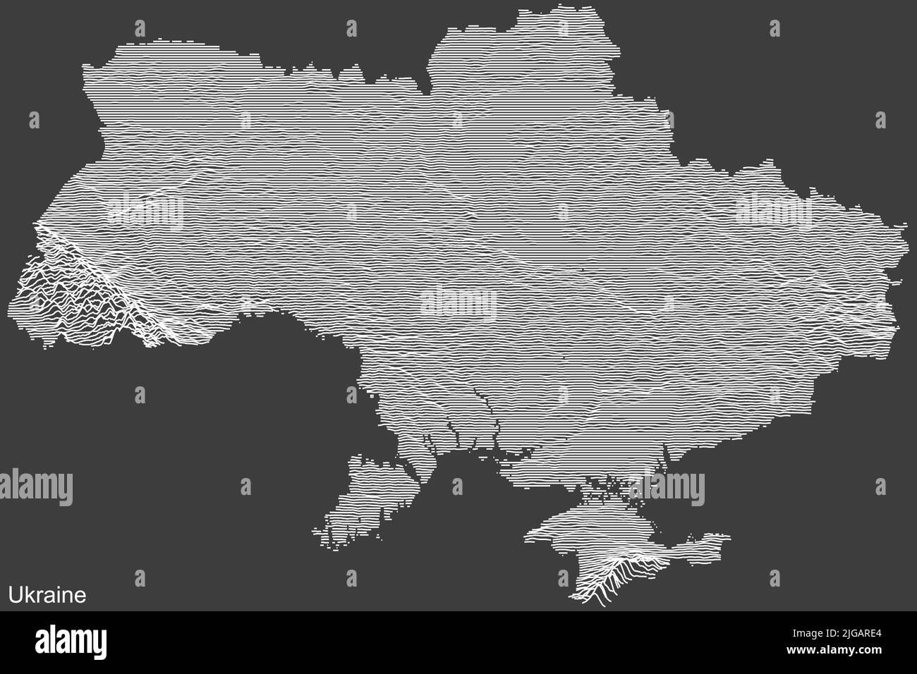 Mappa topografica di rilievo DELL'UCRAINA Illustrazione Vettoriale