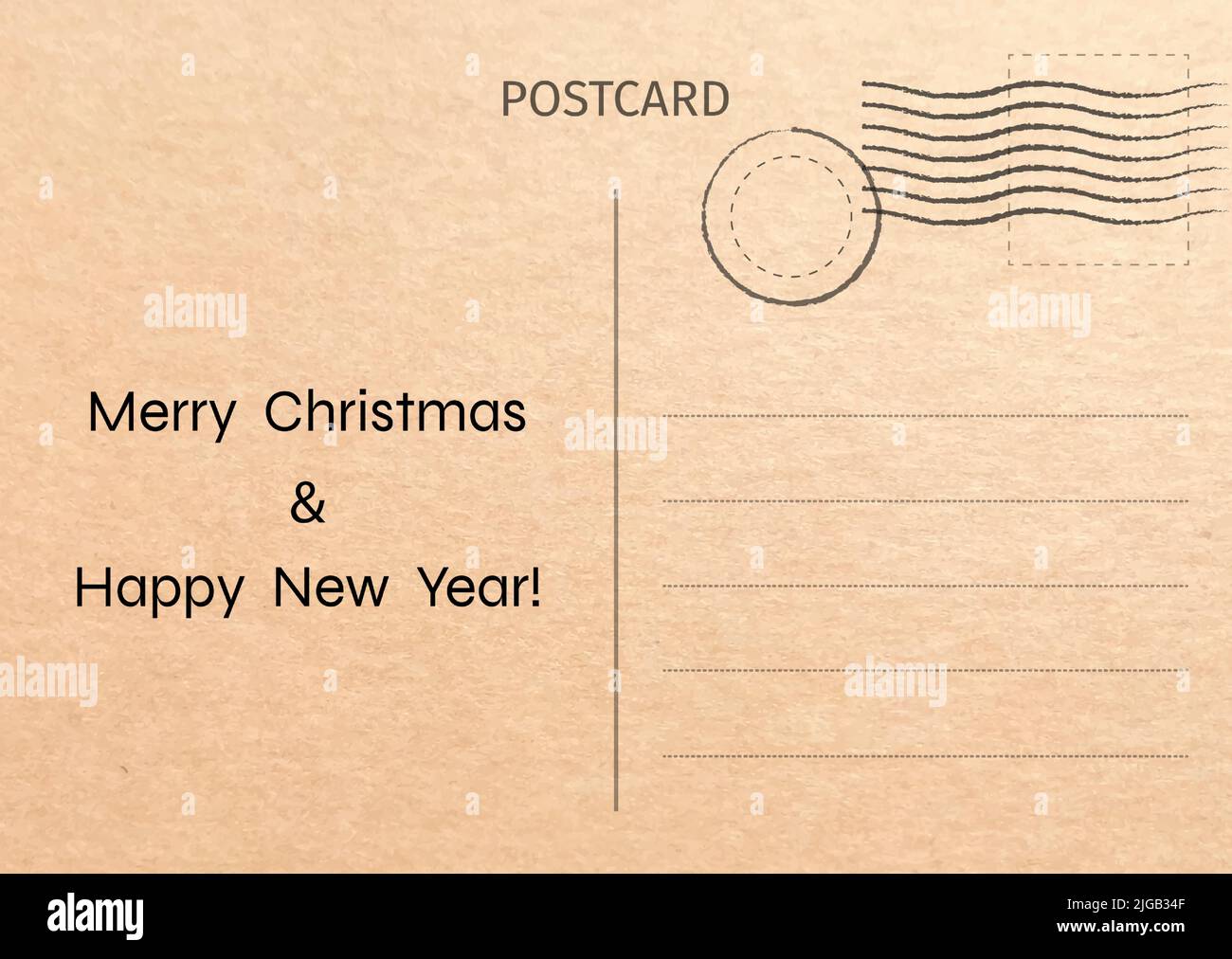 Buon Natale e buon anno biglietto di auguri. Cartolina. Illustrazione della cartolina postale per la progettazione. Illustrazione vettoriale. Illustrazione Vettoriale