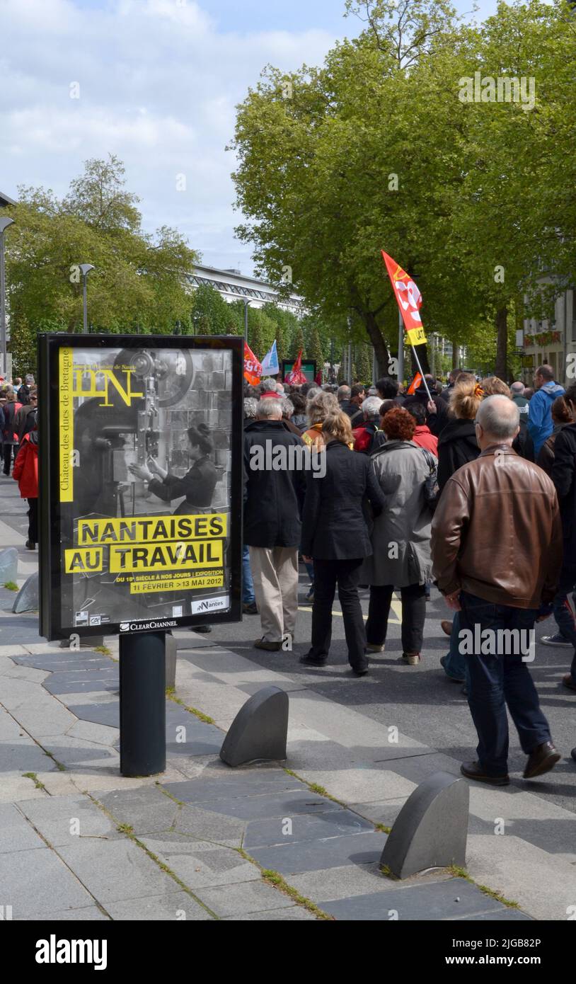 manifestazione di protesta a nantes, francia Foto Stock