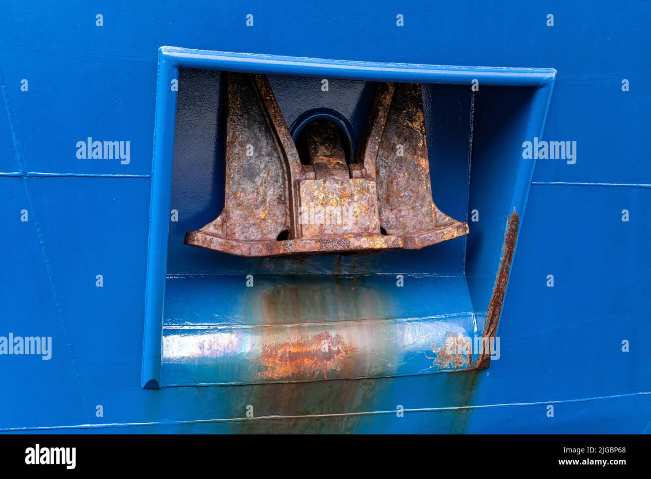 Dispositivo di ancoraggio di una nave oceangoing Foto Stock