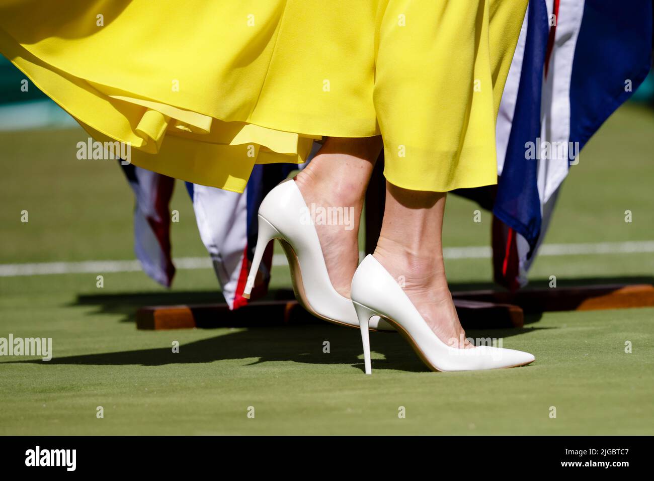 Londra, UK, 9th luglio 2022: Catherine, Duchessa di Cambridge, durante la presentazione dei trofei ai campionati Wimbledon 2022 all'All England Lawn Tennis and Croquet Club di Londra. Credit: Frank Molter/Alamy Live news Foto Stock