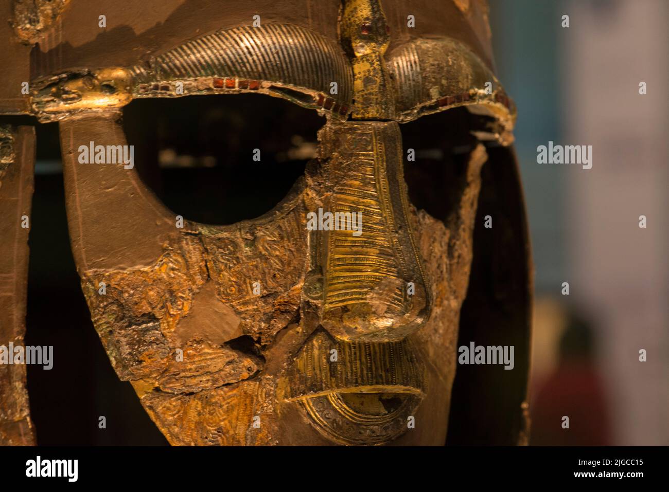 Casco Sutton Hoo al British Museum Foto Stock