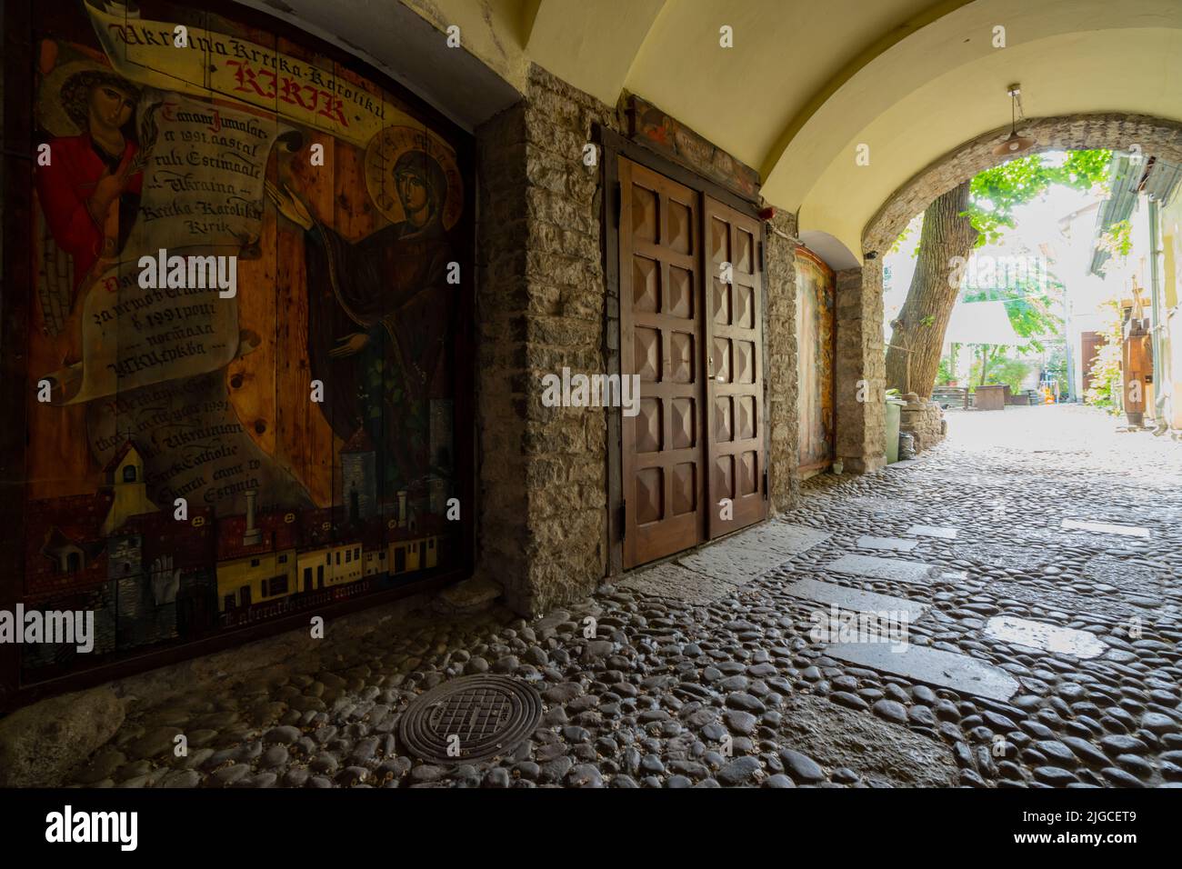 Tallinn, Estonia. Luglio 2022. Vista esterna della Chiesa Greco-Cattolica Ucraina nel centro della città Foto Stock