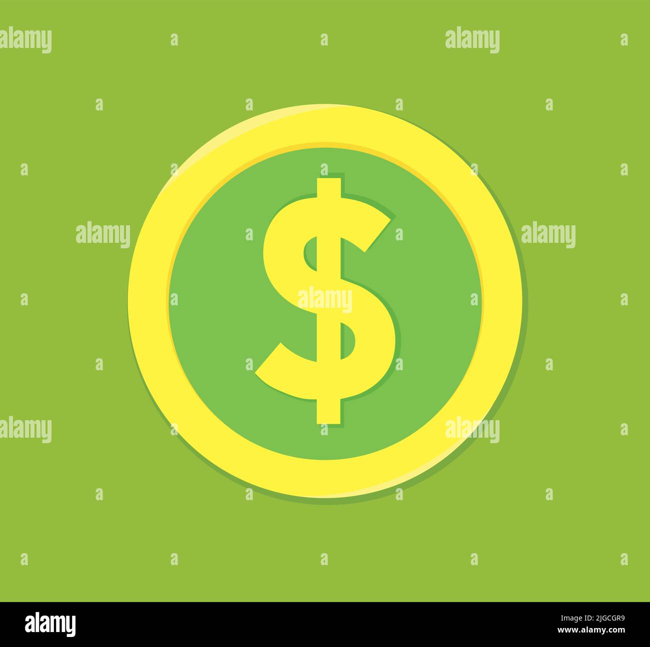 Dollar Coin Green Yellow Penny Money American Currency Symbol Illustrazione Illustrazione Vettoriale
