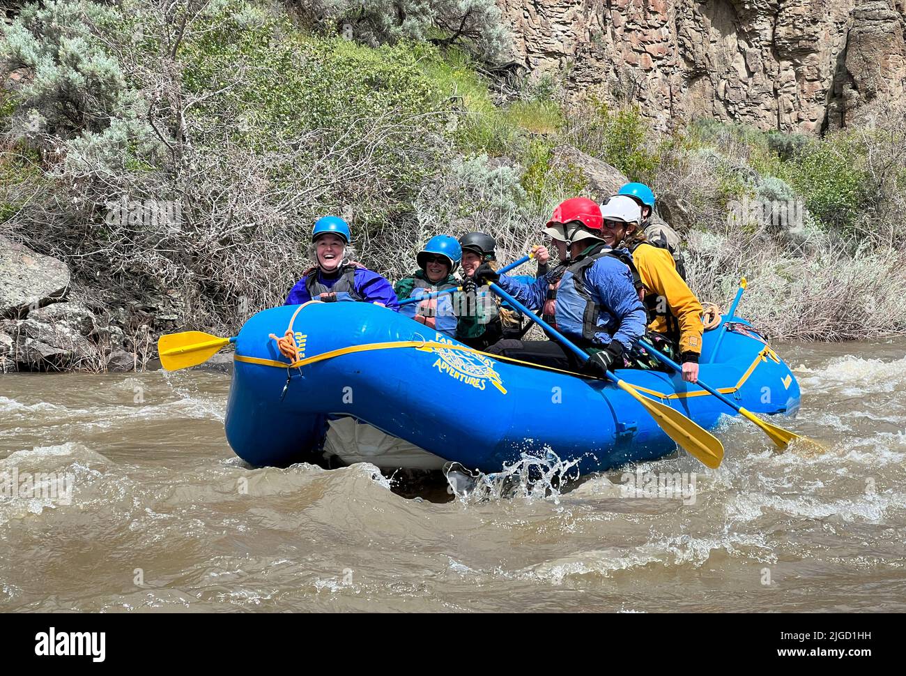 Rafting sul fiume Bruneau in Idaho con avventure lontane. Foto Stock