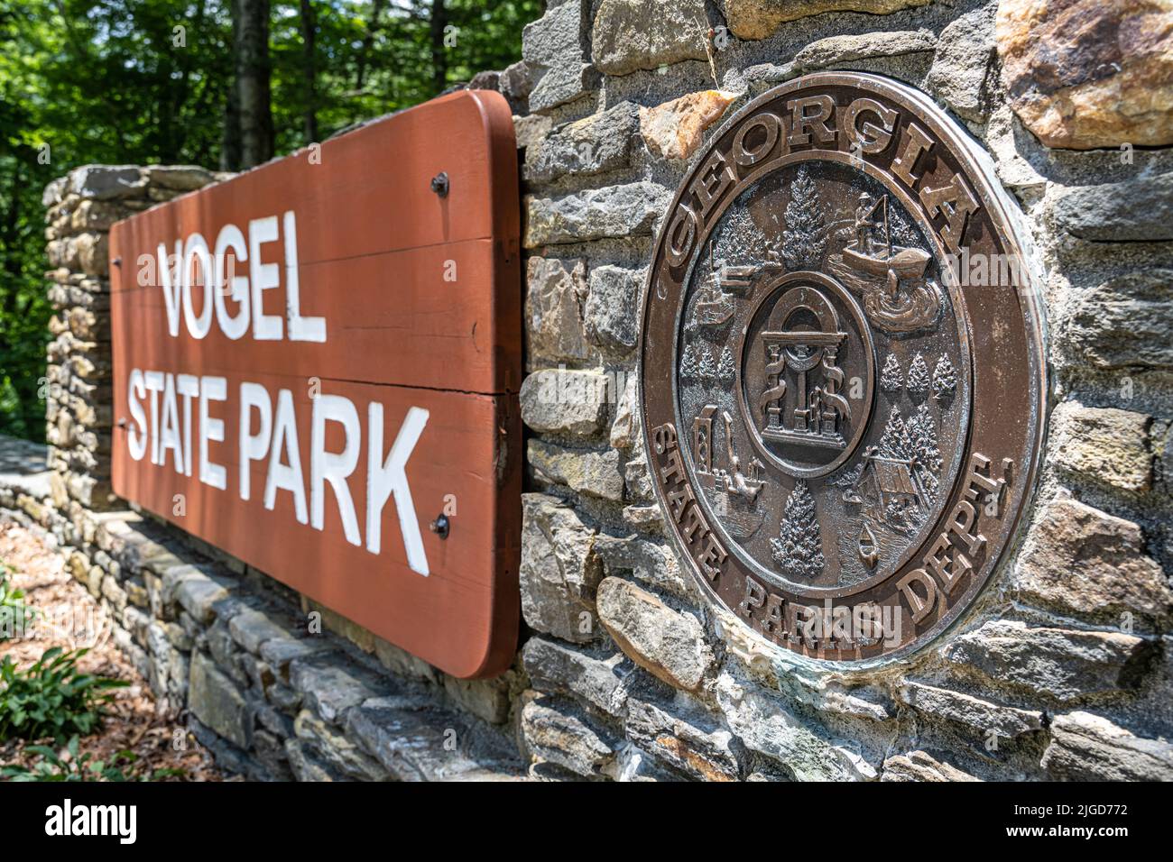 Ingresso allo splendido Vogel state Park, uno dei primi due parchi del Georgia state Park. (USA) Foto Stock