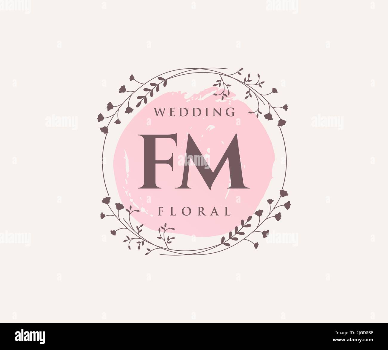 FM iniziali lettera matrimonio monogramma modello logo, a mano disegnata moderna minimalista e modelli floreali per biglietti di invito, Salva la data, elegante Illustrazione Vettoriale