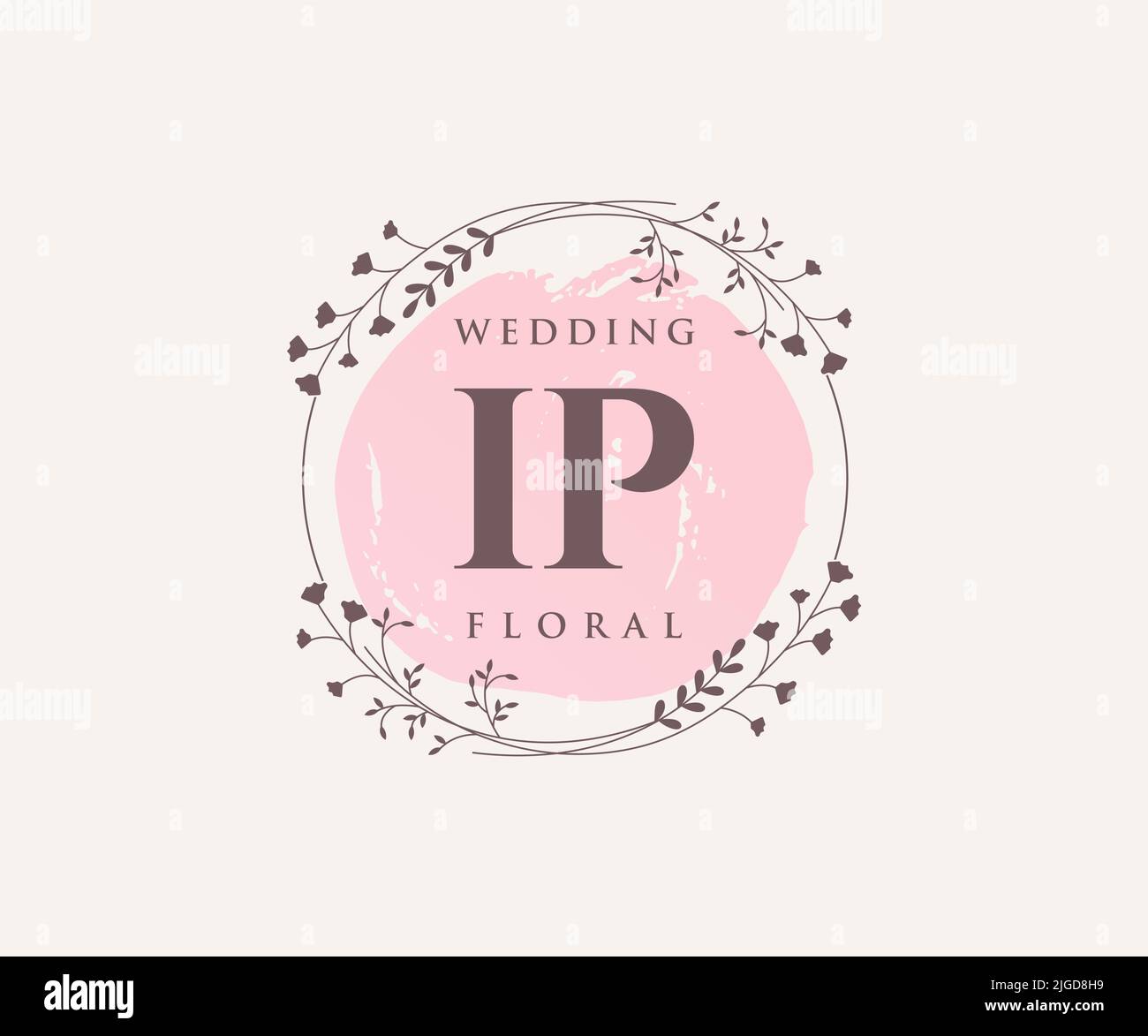 IP iniziali lettera matrimonio monogramma modello logo, a mano disegnata moderna minimalista e modelli floreali per le carte di invito, Salva la data, elegante Illustrazione Vettoriale