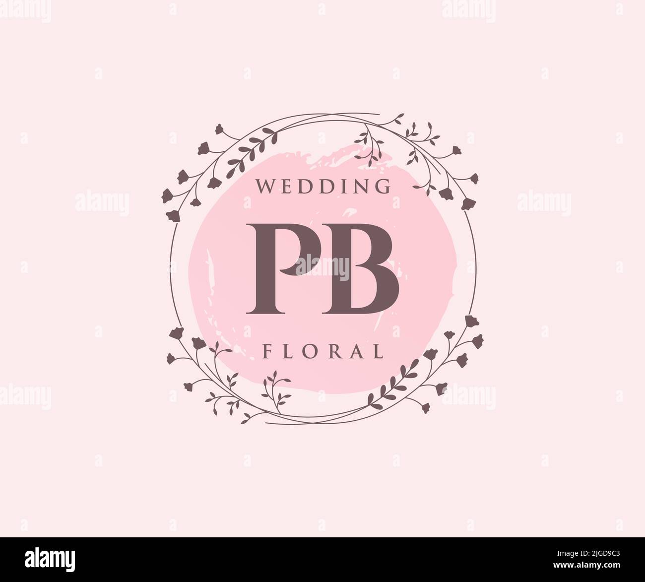 PB iniziali lettera matrimonio monogramma modello logo, a mano disegnata moderna minimalista e modelli floreali per carte di invito, Salva la data, elegante Illustrazione Vettoriale