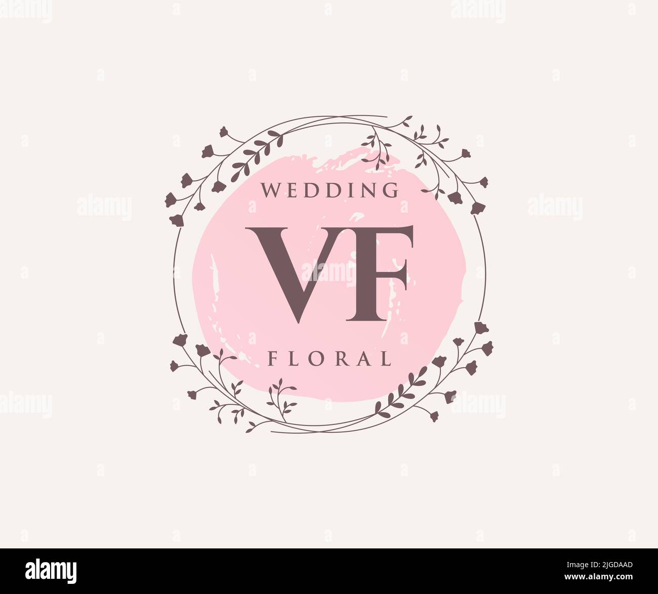 VF iniziali lettera monogramma modello logo matrimonio, modelli moderni minimalisti e floreali disegnati a mano per le carte di invito, Salva la data, elegante Illustrazione Vettoriale