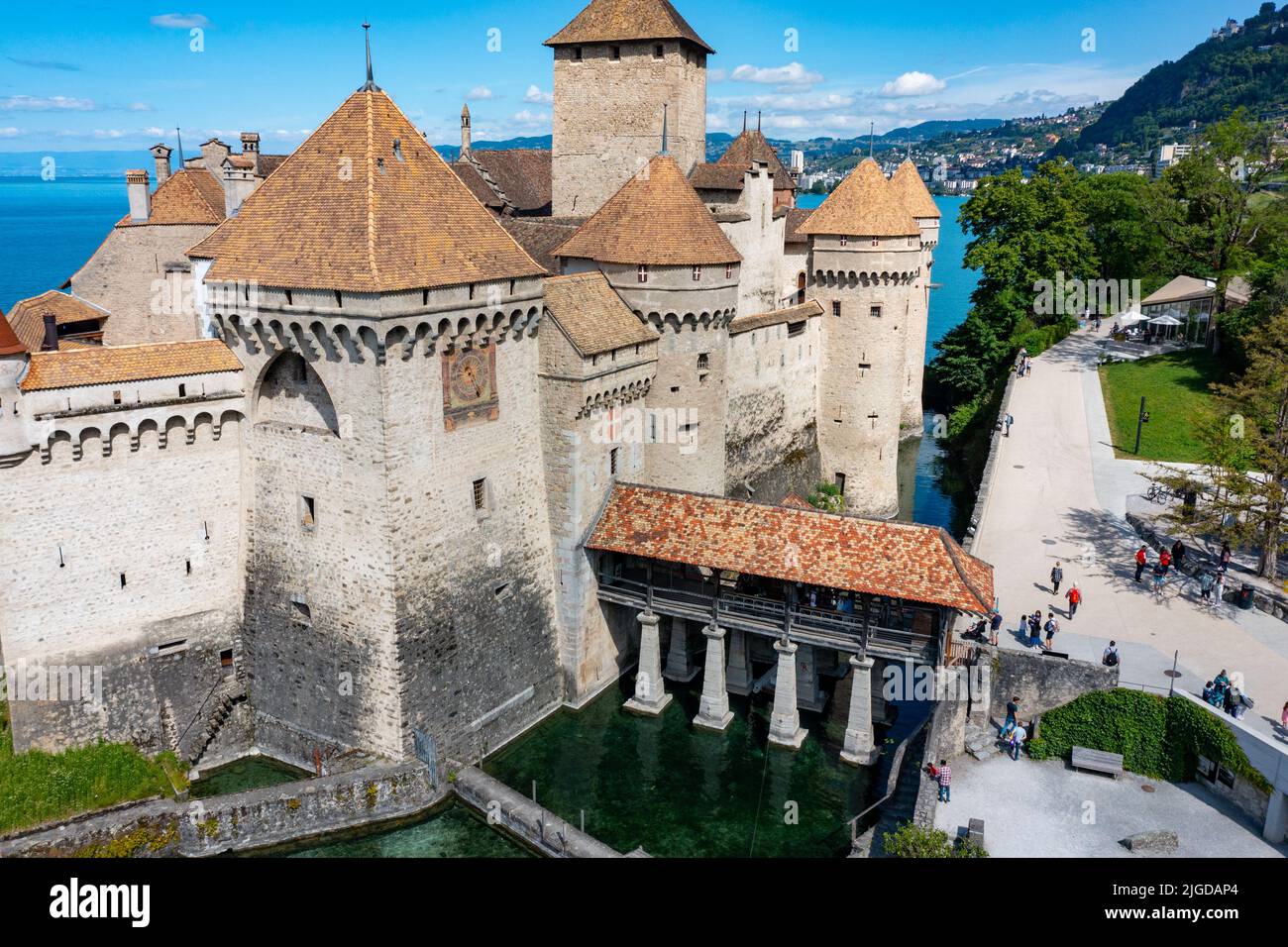 Castello di Chillon, Château de Chillon, Veytaux, Svizzera Foto Stock
