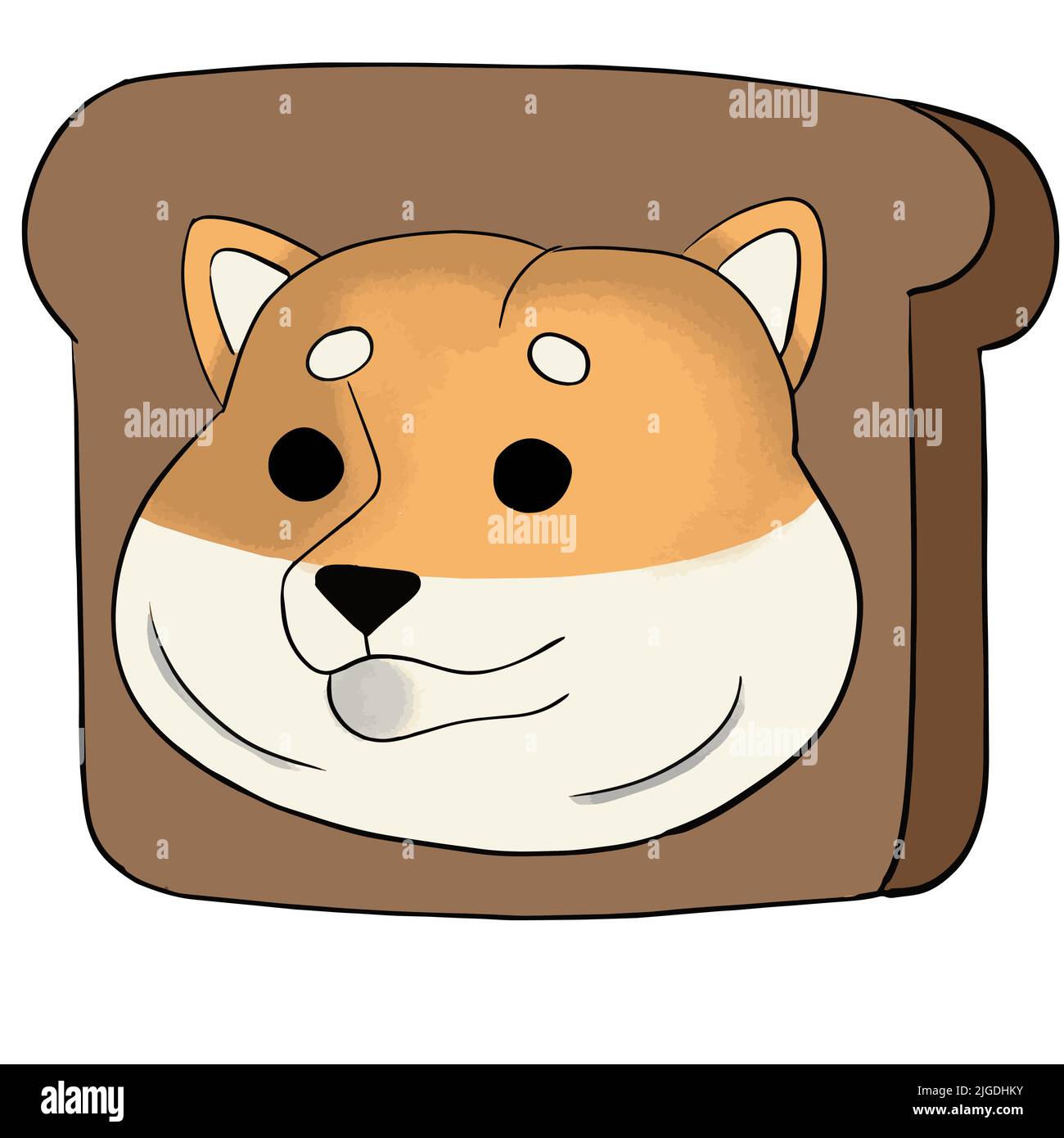 pane tostato con il volto di un simpatico shiba inu Illustrazione Vettoriale