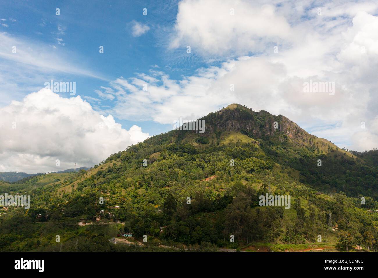 Cime di montagna coperte di foresta dall'alto. Sri Lanka. Foto Stock