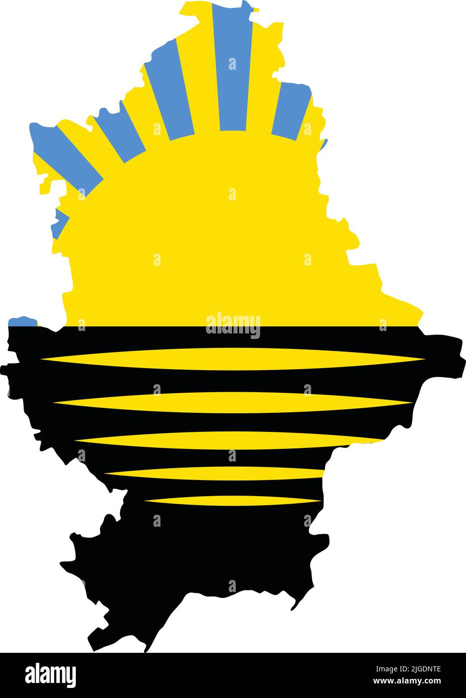 Mappa della bandiera DELL'OBLAST DI DONETSK, UCRAINA Illustrazione Vettoriale