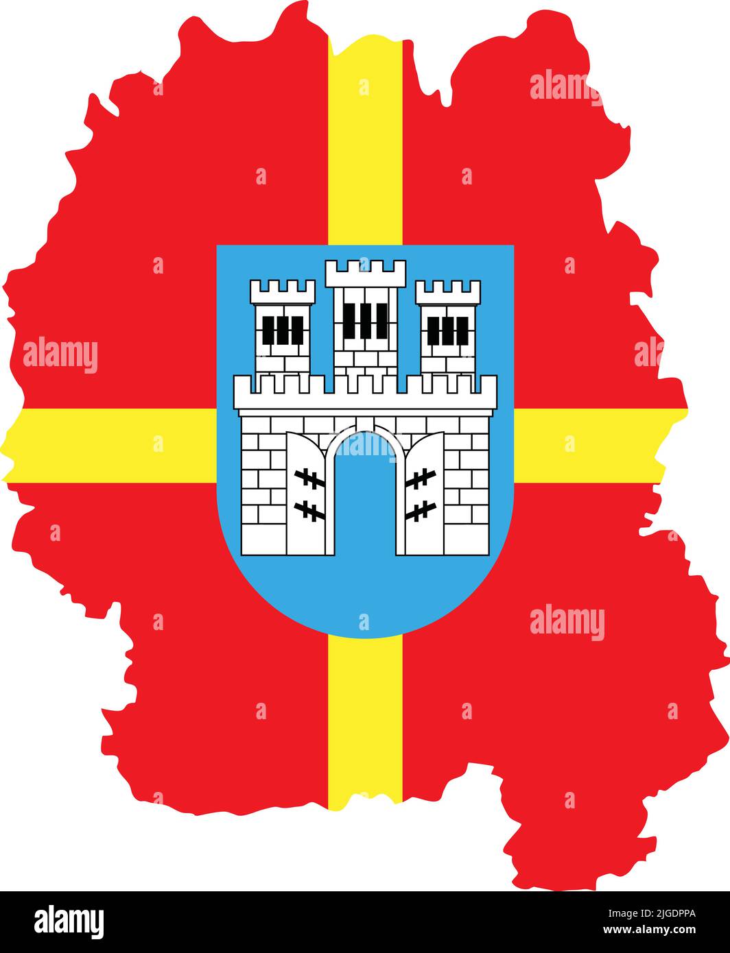Mappa della bandiera dell'OBLAST DI ZHYTOMYR, UCRAINA Illustrazione Vettoriale