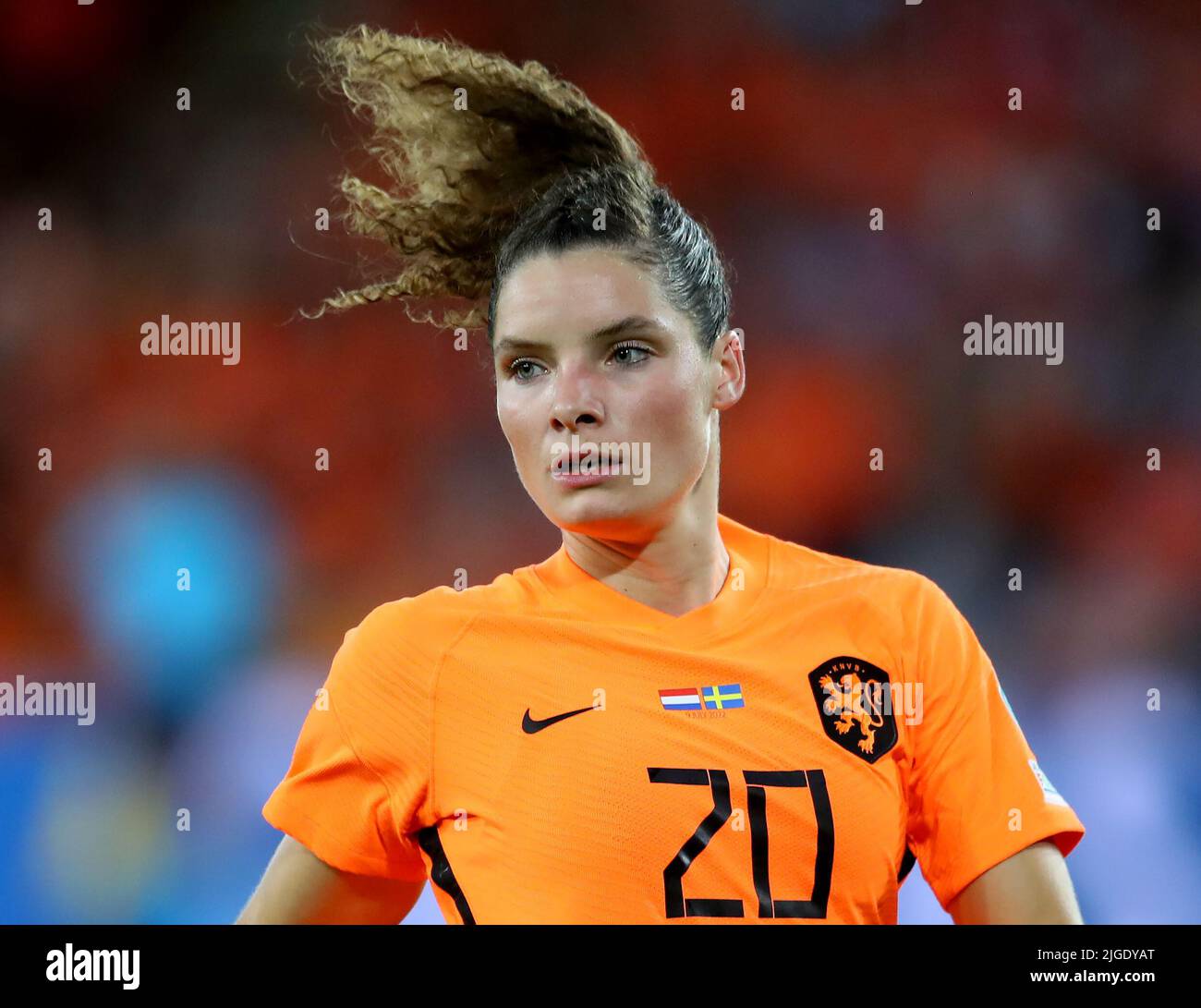 Sheffield, Regno Unito. 9th luglio 2022. Dominique Janssen dei Paesi Bassi durante la partita UEFA Women's European Championship 2022 a Bramall Lane, Sheffield. Il credito d'immagine dovrebbe leggere: Simon Bellis/Sportimage Credit: Sportimage/Alamy Live News Foto Stock