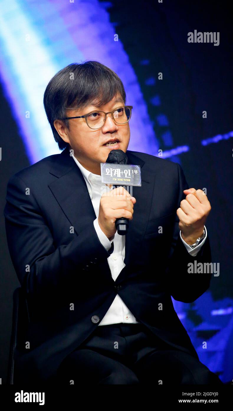 Choi Dong-Hoon, 23 giugno 2022 : il regista Choi Dong-Hoon partecipa a una conferenza stampa di produzione per il film 'Alienoid' a Seoul, Corea del Sud. Credit: Lee Jae-Won/AFLO/Alamy Live News Foto Stock