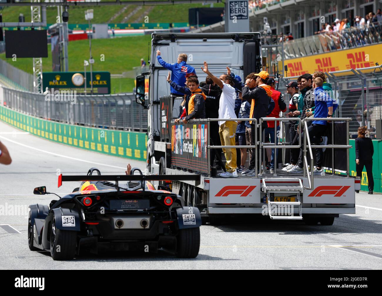 Spielberg, Austria. 10th luglio 2022. Autisti sfilata, F1 Gran Premio d'Austria al Red Bull Ring il 10 luglio 2022 a Spielberg, Austria. (Foto di ALTO DUE) credito: dpa/Alamy Live News Foto Stock