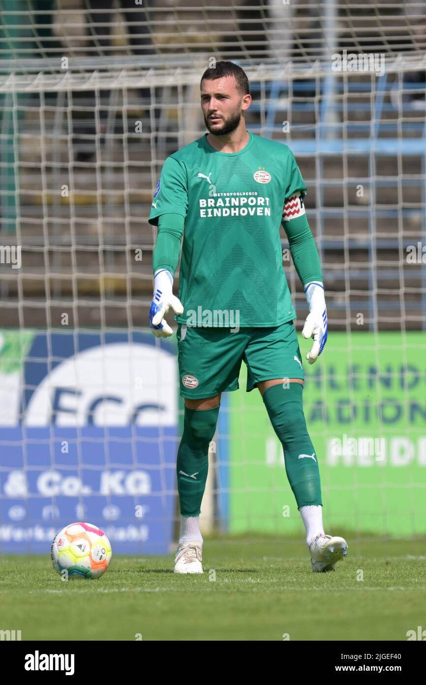 GUTERSLOH - Joel Drommel, portiere del PSV Eindhoven, durante l'amichevole incontro tra Arminia Bielefeld e PSV Eindhoven allo Stadio Heidewald il 9 luglio 2022 a GŸtersloh, Germania. ANP GERRIT VAN COLOGNE Foto Stock