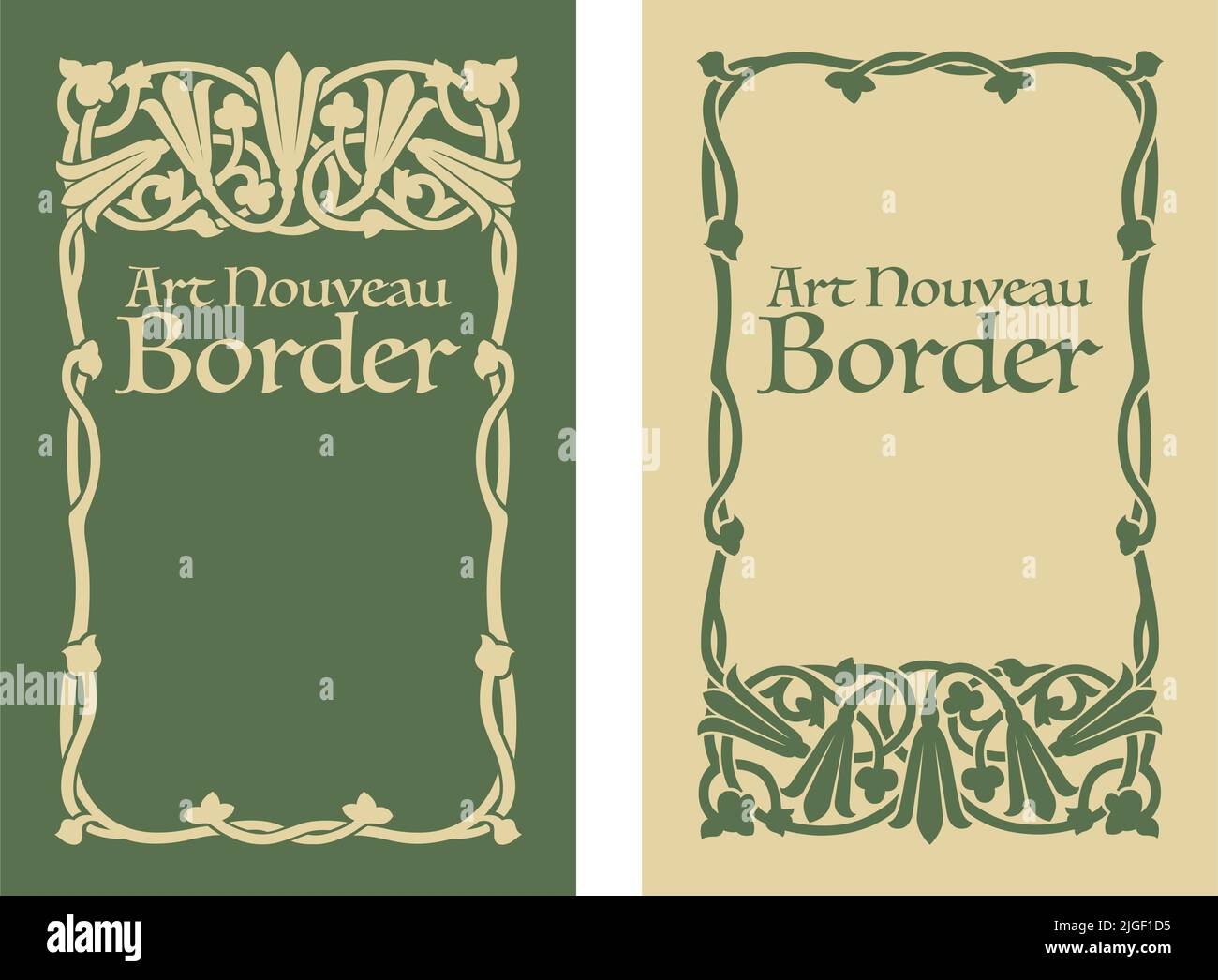 Un motivo decorativo rettangolare Art Nouveau floreale bordo. Illustrazione Vettoriale